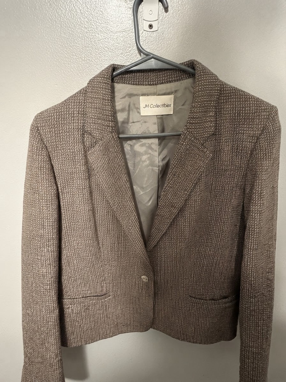 JH Collectibles Taupe Textured Single-Button Blazer